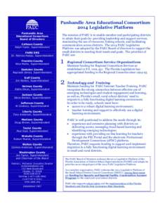 Panhandle Area Educational Consortium 2014 Legislative Platform Panhandle Area Educational Consortium Board of Directors Calhoun County