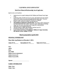 CALIFORNIA ANGUS ASSOCIATION Mark Perez Memorial Herdsmanship Award Application Qualifications and Deadlines: [removed]-