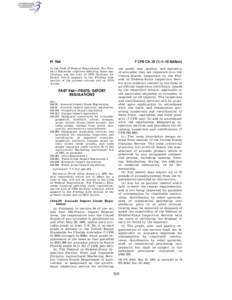 Pt[removed]CFR Ch. IX (1–1–10 Edition) in the Code of Federal Regulations. For FEDERAL REGISTER citations affecting these regulations, see the List of CFR Sections Affected, which appears in the Finding Aids section 
