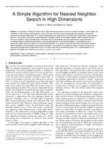 IEEE TRANSACTIONS ON PATTERN ANALYSIS AND MACHINE INTELLIGENCE, VOL. 19, NO. 9, SEPTEMBER[removed]A Simple Algorithm for Nearest Neighbor Search in High Dimensions