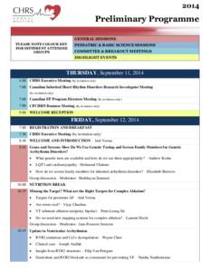 2014  Preliminary Programme . GENERAL SESSIONS PLEASE NOTE COLOUR KEY