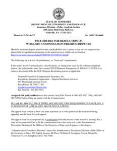 Insurance in the United States / National Council on Compensation Insurance / Insurance / Nashville /  Tennessee / Assigned risk / Finance / Financial institutions / Institutional investors / Financial economics