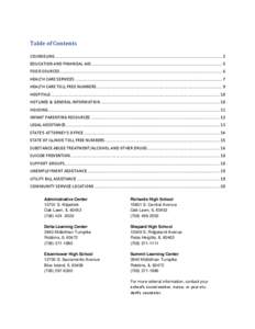 Table of Contents COUNSELING ................................................................................................................................................. 2 EDUCATION AND FINANCIAL AID ...............