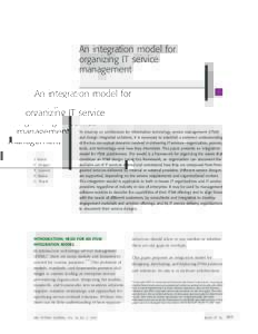 An integration model for organizing IT service management &