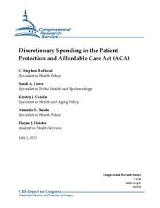 Discretionary Spending in the Patient Protection and Affordable Care Act (ACA)