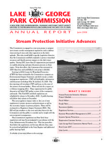 LAKE GEORGE PARK COMMISSION A NEW YORK STATE ENVIRONMENTAL, PLANNING AND PUBLIC SAFETY AGENCY DEVOTED TO THE PRESERVATION OF LAKE GEORGE AND THE SAFETY OF ITS USERS