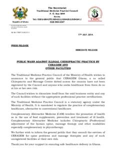 The Secretariat  Republic of Ghana Traditional Medicine Practice Council P. O. Box M44