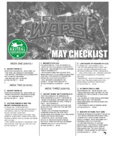 GENERIC Secret Wars Checklist
