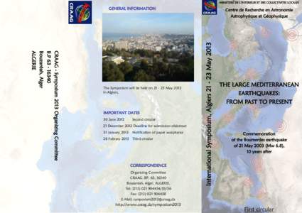 MINISTERE DE L’INTERIEUR ET DES COLLECTIVITES LOCALES  GENERAL INFORMATION IMPORTANT DATES 30 June 2012