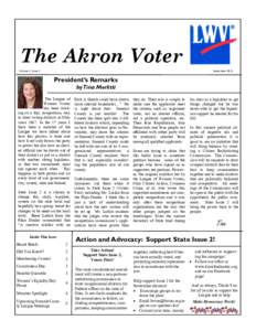 The Akron Voter Volume 5, Issue 3 SeptemberPresident’s Remarks