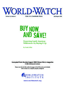 WORLD WATCH • Volume 18, Number 4  Vision for a Sustainable World
