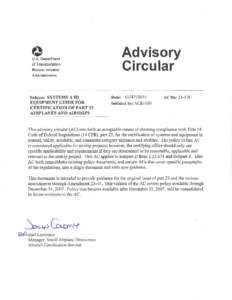 o  Advisory Circular  u.s. Department