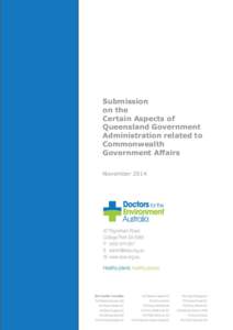 Submission on the Certain Aspects of Queensland Government Administration related to Commonwealth