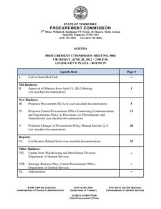 ST AT E OF T E N N E SSE E  PROCU REM EN T COM M I SSI ON 3RD Floor, William R. Snodgrass TN Tower, 312 Rosa L. Parks Avenue Nashville, Tennessee[removed][removed]