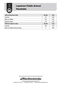 School Bus Services Lapstone Public School Timetable