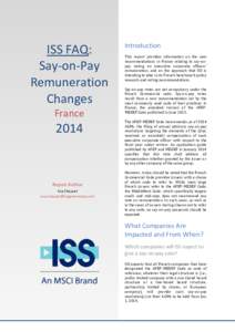 ISS FAQ: Say-on-Pay Remuneration Changes France
