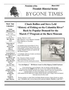 Newsletter of the  March 2013 Troutdale Historical Society