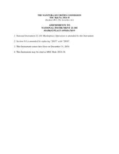 THE MANITOBA SECURITIES COMMISSION MSC Rule No[removed]Section 149.1, The Securities Act) AMENDMENTS TO NATIONAL INSTRUMENT[removed]