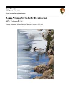 National Park Service U.S. Department of the Interior Natural Resource Stewardship and Science  Sierra Nevada Network Bird Monitoring