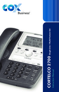 1  Instruction Manual CORTELCO 2700 Single-Line / Multi-Feature Set