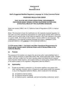 Attachment B To Resolution[removed]Staff’s Suggested Modified Regulatory Language for 15-Day Comment Period PROPOSED REGULATION ORDER