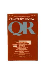 VOL. 8, NO. 3  FALL 1988 A Journal of Scholarly Reflection for Ministry  QUARTERLY REVIEW