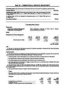 Head 30 — CORRECTIONAL SERVICES DEPARTMENT Controlling officer: the Commissioner of Correctional Services will account for expenditure under this Head. Estimate 2006–07 ...............................................