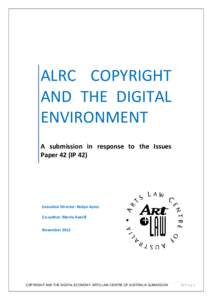 ALRC COPYRIGHT AND THE DIGITAL ENVIRONMENT