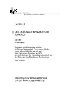 Heft 89 - II  BLK-BILDUNGSFINANZBERICHTBand II Materialien