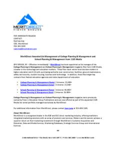 FOR IMMEDIATE RELEASE: CONTACT: Rob Sanchez CEO, MeritDirect[removed]removed]