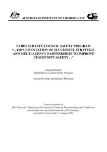 Fairfield City Council safety program : "... implementation of successful strategic and multi agency partnerships to improve community safety ..."