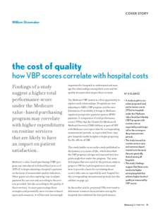 COVER STORY William Shoemaker the cost of quality  how VBP scores correlate with hospital costs