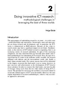 2 Doing innovative ICT-research: methodological challenges in leveraging the best of three worlds Helge Godø