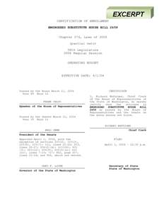 CERTIFICATION OF ENROLLMENT ENGROSSED SUBSTITUTE HOUSE BILL 2459 Chapter 276, Laws of[removed]partial veto) 58th Legislature 2004 Regular Session