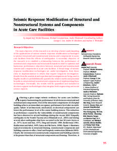 Seismic Response Modification of Structural and Nonstructural Systems and Components in Acute Care Facilities by Amjad Aref, Michel Bruneau, Michael Constantinou, Andre Filiatrault (Coordinating Author), George C. Lee, A