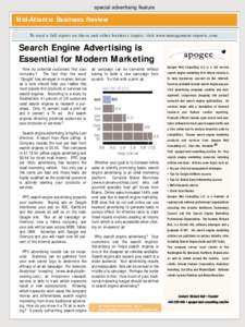 special advertising feature  Mid-Atlantic Business Review To read a full report on these and other business topics, visit www.management-reports.com  Search Engine Advertising is