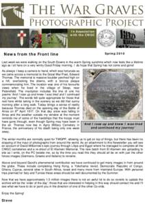 In Association with the CWGC News from the Front line  Spring 2010