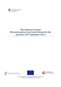 Microfinance Ireland Microenterprise Loan Fund Scheme for the period to 30th September 2013 This financing benefits from a guarantee issued under the ‘European Progress Microfinance Facility’ established by the Europ