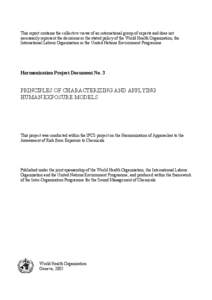 Risk / Environmental Health Criteria / International Programme on Chemical Safety / Risk assessment / Exposure assessment / Pesticide / Air pollution / Physiologically based pharmacokinetic modelling / United Nations Environment Programme / Health / Safety / Environmental health