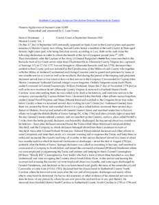 Southern Campaign American Revolution Pension Statements & Rosters Pension Application of Samuel Carter S1505 Transcribed and annotated by C. Leon Harris State of Tennessee } County Court at September Sessions 1832