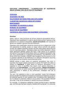 Explosive Atmospheres – Classification of Hazardous areas (zoning) and selection of equipment