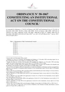 ORDINANCE N° CONSTITUTING AN INSTITUTIONAL ACT ON THE CONSTITUTIONAL COUNCIL