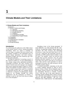 1 Climate Models and Their Limitations 1. Climate Models and Their Limitations Introduction 1.1 Intrinsic Problems with Models
