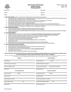 North Thurston Public Schools Worksite Learning Training Agreement Distribution: School – white Parent – yellow