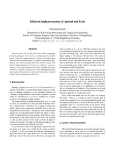 Efficient Implementations of Apriori and Eclat Christian Borgelt Department of Knowledge Processing and Language Engineering School of Computer Science, Otto-von-Guericke-University of Magdeburg Universit¨atsplatz 2, 39