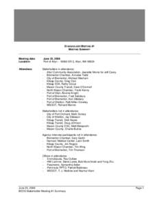 Bremerton Economic Development Study - Stakeholder Meeting Summary - June 25, 2008