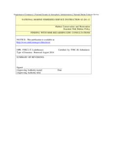 Department of Commerce $ National Oceanic & Atmospheric Administration $ National Marine Fisheries Service  NATIONAL MARINE FISHERIES SERVICE INSTRUCTION[removed]Habitat Conservation and Restoration Essential Fish Habi