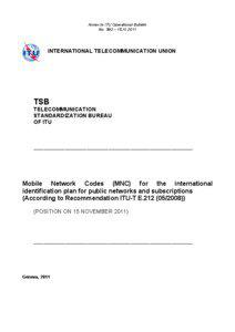 Annex to ITU Operational Bulletin No. 992 – 15.XI.2011