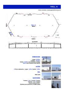 HALL A Contact commercial :  DIMENSIONS Largeur : 63,83 m Longueur : 145,00 m