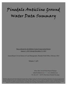 Water / Water management / Water quality / Sublette County /  Wyoming / Hydrocarbon exploration / Drinking water / Pinedale /  Wyoming / Environment / Wyoming / Water pollution / Petroleum geology / Environmental science